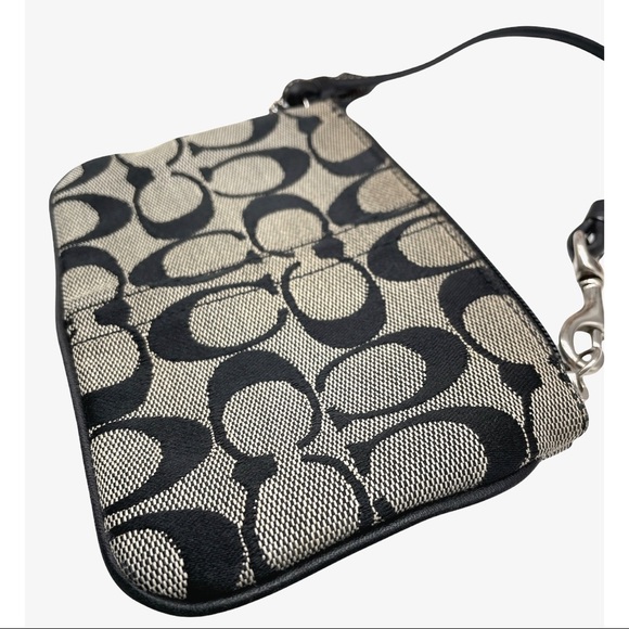 Coach C logo canvas black white coin bag hand - Picture 2 of 3